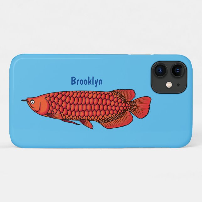 Capa Para iPhone 11 Ilustração de desenho animado de peixes da Arowana (Verso (horizontal))
