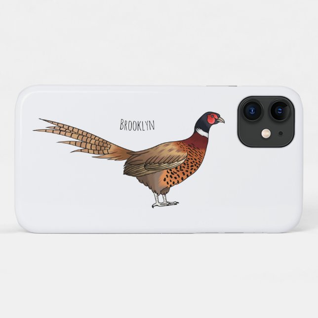 Capa Para iPhone 11 Ilustração de desenho animado de pheasant de pesco (Verso (horizontal))
