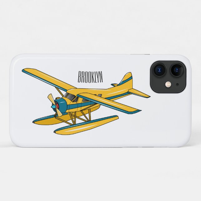 Capa Para iPhone 11 Ilustração de desenho animado de Seaplane (Verso (horizontal))