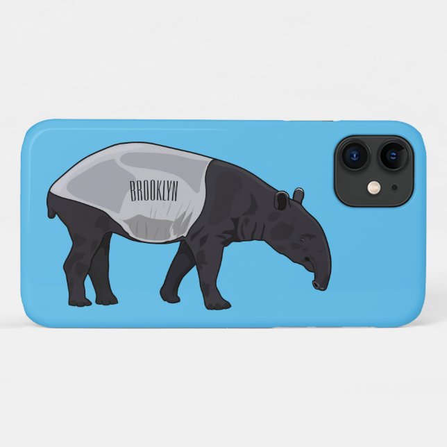 Capa Para iPhone 11 Ilustração de desenho animado de Tapir (Verso (horizontal))