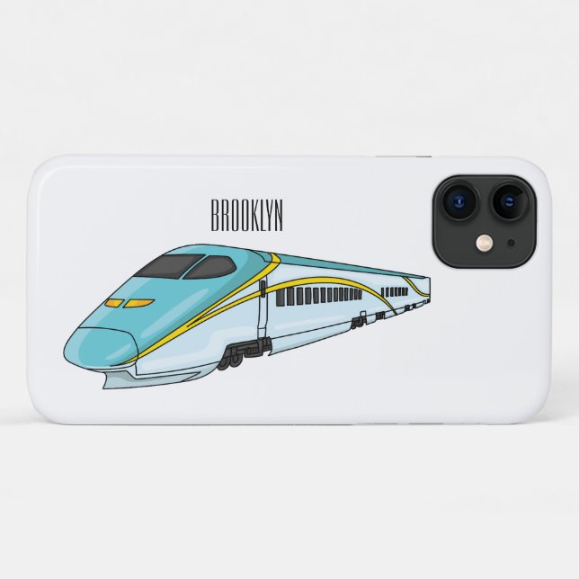 Capa Para iPhone 11 Ilustração de desenho animado de trem de bala de a (Verso (horizontal))