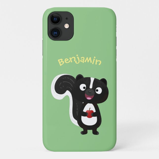 Capa Para iPhone 11 Ilustração de desenho animado de um gambá fofo e f (Verso)