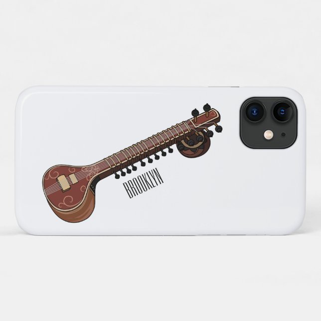 Capa Para iPhone 11 Ilustração de desenho animado de violão (Verso (horizontal))