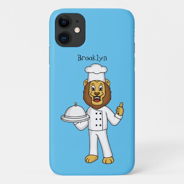 Capa Para iPhone 11 Ilustração de desenho animado do chef de leão (Verso)
