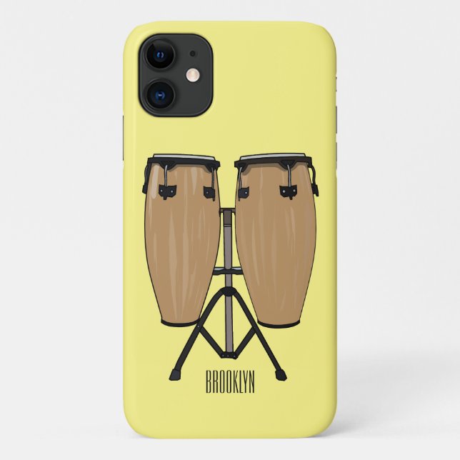 Capa Para iPhone 11 Ilustração de desenho animado do tambor de bongo (Verso)