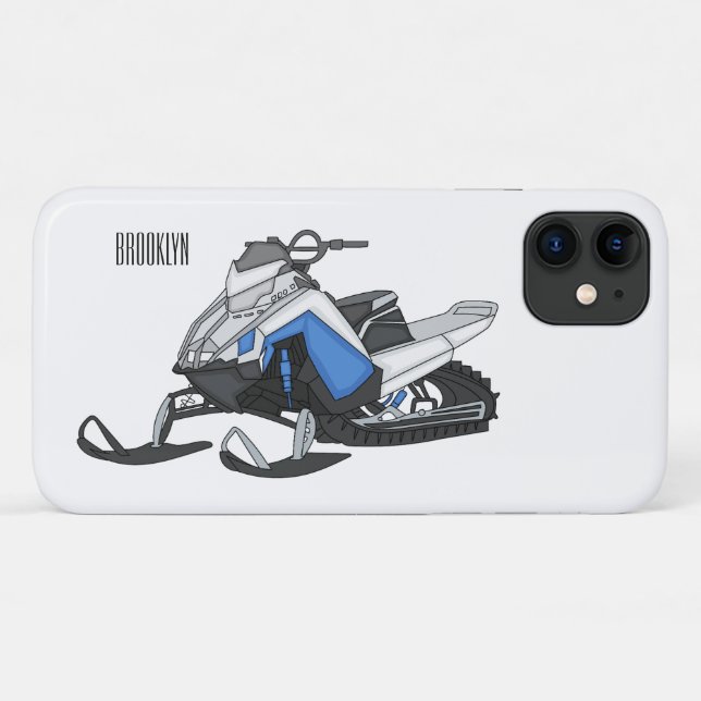 Capa Para iPhone 11 Ilustração de desenho animado Snowmobile (Verso (horizontal))