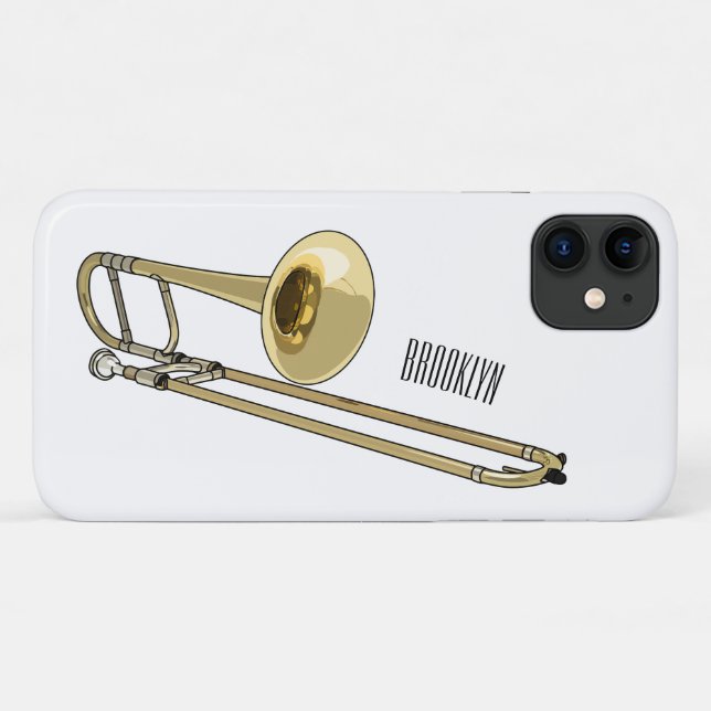 Capa Para iPhone 11 Ilustração de desenho animado Trombone (Verso (horizontal))
