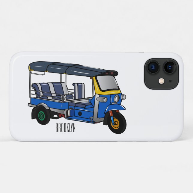 Capa Para iPhone 11 Ilustração de desenho animado Tuk tuk (Verso (horizontal))