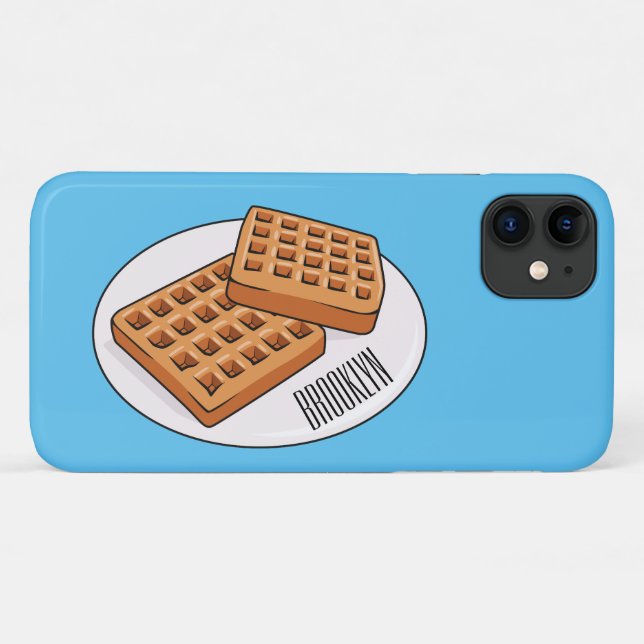 Capa Para iPhone 11 Ilustração de desenho animado Waffle (Verso (horizontal))