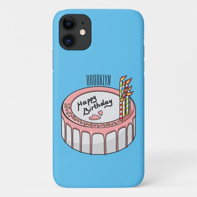 Capa Para iPhone 11 Ilustração de desenho de bolo de aniversário (Verso)