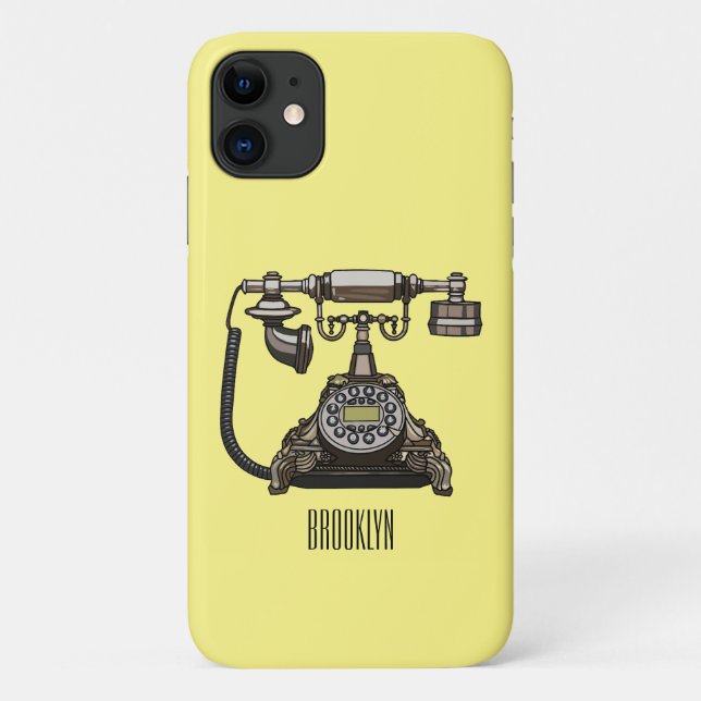 Capa Para iPhone 11 Ilustração de desenho telefônico (Verso)