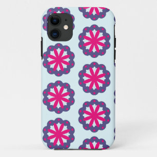 Capa Para iPhone 11 Ilustração de formas florais roxas e rosas