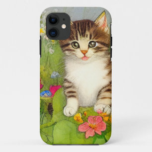 Capa Para iPhone 11 Ilustração de Gato de Sorriso de Vintage