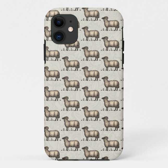Capa Para iPhone 11 Ilustração de Ovelha Vintage: Arte Clássica de Faz (Verso)
