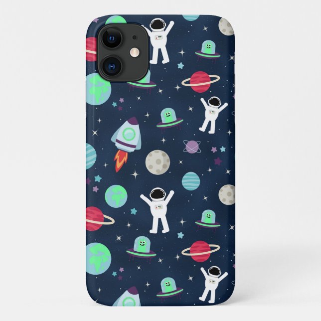 Capa Para iPhone 11 Ilustração de padrão de espaço (Verso)