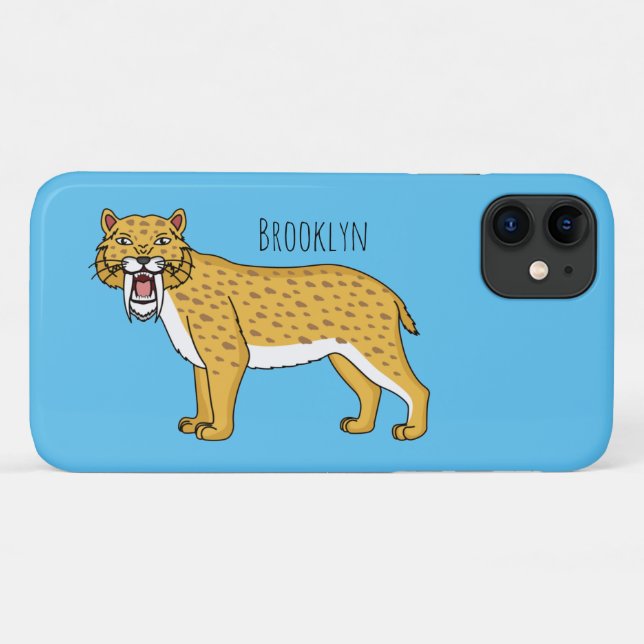 Capa Para iPhone 11 Ilustração de tigre com dentes de Saber (Verso (horizontal))