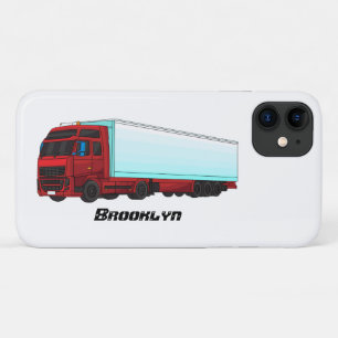 Capa Para iPhone 11 Ilustração do caminhão do trailer vermelho