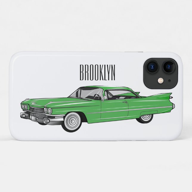 Capa Para iPhone 11 Ilustração do desenho animado Classic car 1959 (Verso (horizontal))