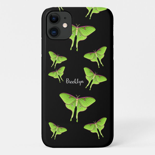 Capa Para iPhone 11 Ilustração do desenho animado de Luna Moth (Verso)