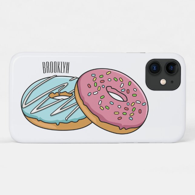 Capa Para iPhone 11 ilustração do desenho animado de rosquinha (Verso (horizontal))