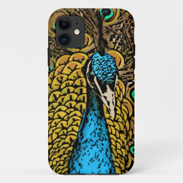 Capa Para iPhone 11 Ilustração do esplendor do pavão (Verso)