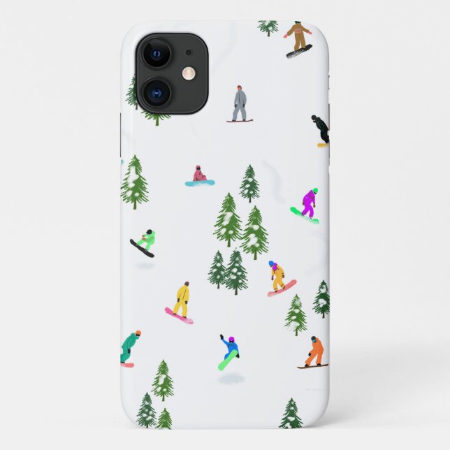 Capa Para iPhone 11 Ilustração do Freeride Snowboarder Snowboard (Verso)