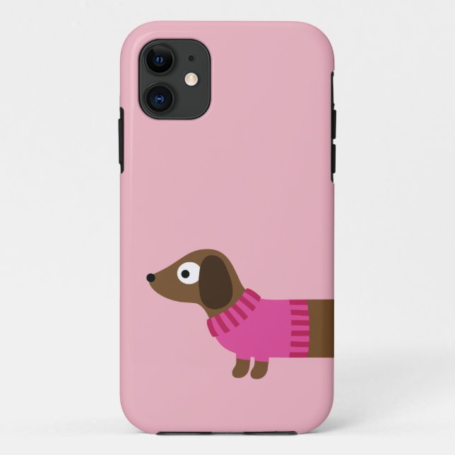 Capa Para iPhone 11 Ilustração longa bonito do Dachshund (Verso)
