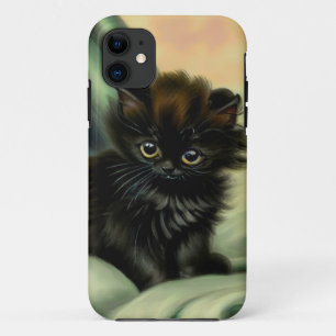 Capa Para iPhone 11 Ilustração Vintage Black Kitten