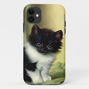 Capa Para iPhone 11 Ilustração Vintage Tuxedo Kitten