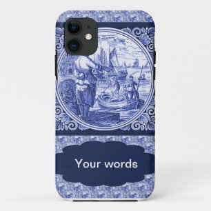 Capa Para iPhone 11 Imagem azul holandesa de Delft do vintage