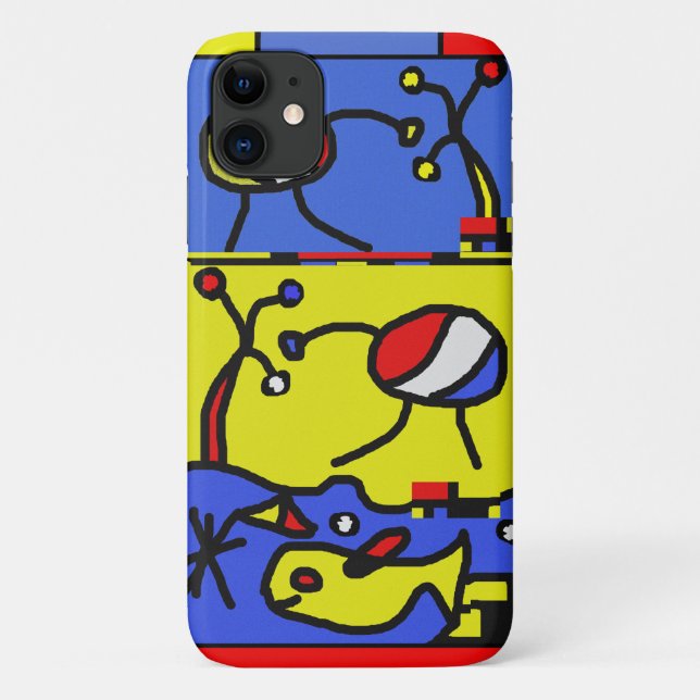 Capa Para iPhone 11 Imagem com peixes da arte moderna (Verso)