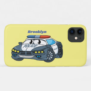 Capa Para iPhone 11 Imagem de desenho animado de carro da polícia feli