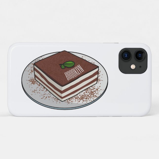 Capa Para iPhone 11 Imagem do desenho do bolo Tiramisu (Verso (horizontal))