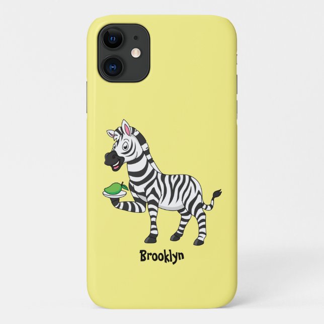 Capa Para iPhone 11 Imagem engraçada de desenho animado zebra (Verso)