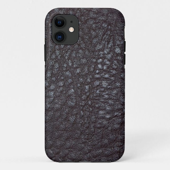 Capa Para iPhone 11 Imagem Vestida Texturizada de Couro Negro iPho (Verso)