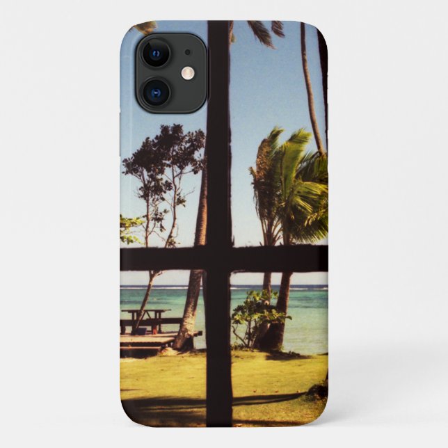 Capa Para iPhone 11 Imigração tropical da cena de praia de Fiji (Verso)