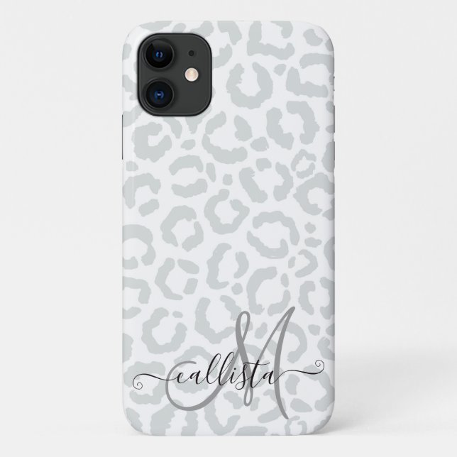 Capa Para iPhone 11 Impressão Animal de Leopardo de Cinzas Brancas Ele (Back)