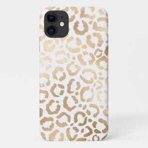 Capa Para iPhone 11 Impressão Animal Leopardo Branco Dourado Elegante
