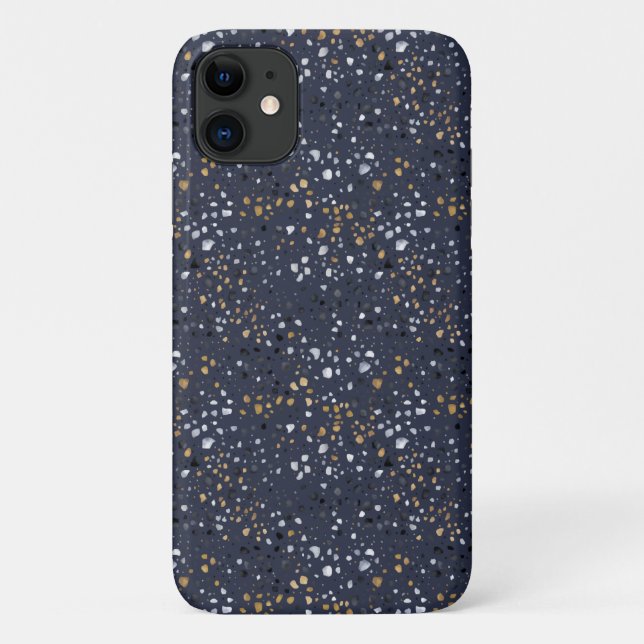 Capa Para iPhone 11 Impressão Bold Terrazzo (Marinho) (Verso)