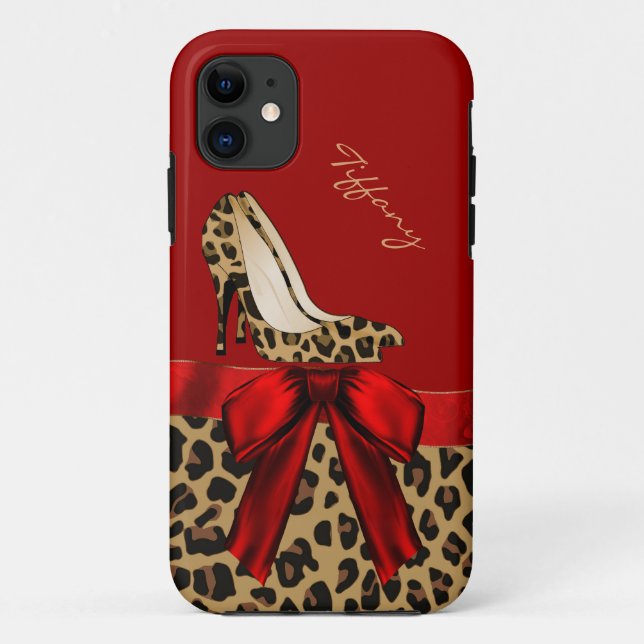 Capa Para iPhone 11 Impressão Chic Red & Jaguar (Verso)