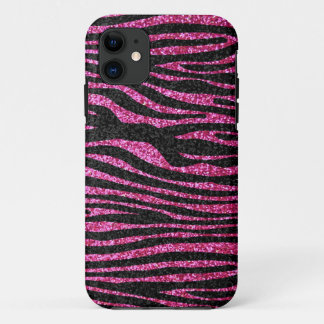 Capa Para iPhone 11 Impressão cor-de-rosa e preto da zebra que bling
