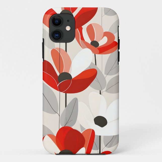 Capa Para iPhone 11 Impressão de Arte Floral Moderna (Verso)