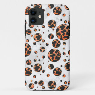 Capa Para iPhone 11 Impressão de Bolinhas preto-e-laranja