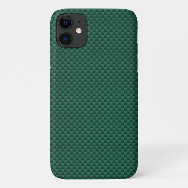 Capa Para iPhone 11 Impressão de fundo de fibra de carbono verde teal (Verso)