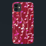 Capa Para iPhone 11 Impressão de Notas Musicais - Burgundy, multicamad<br><div class="desc">Uma cascata de notas musicais em cor-de-rosa,  rosa pálido,  bege e e creme em fundo de vinho de burgundy profundo</div>