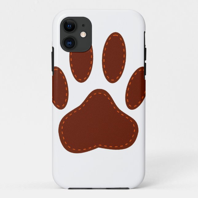 Capa Para iPhone 11 Impressão de Pata de Cachorro com Título (Verso)