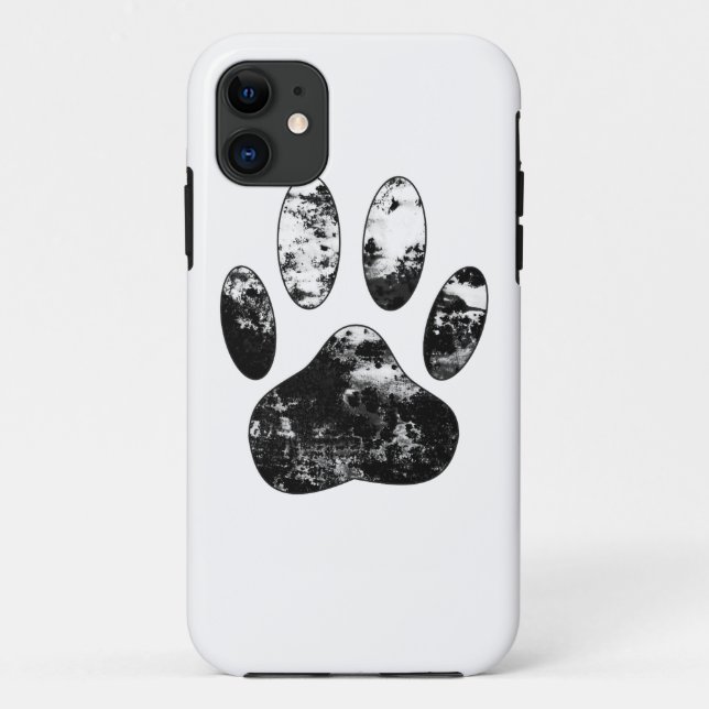 Capa Para iPhone 11 Impressão de Pista de Cachorro Preto e Branco (Verso)