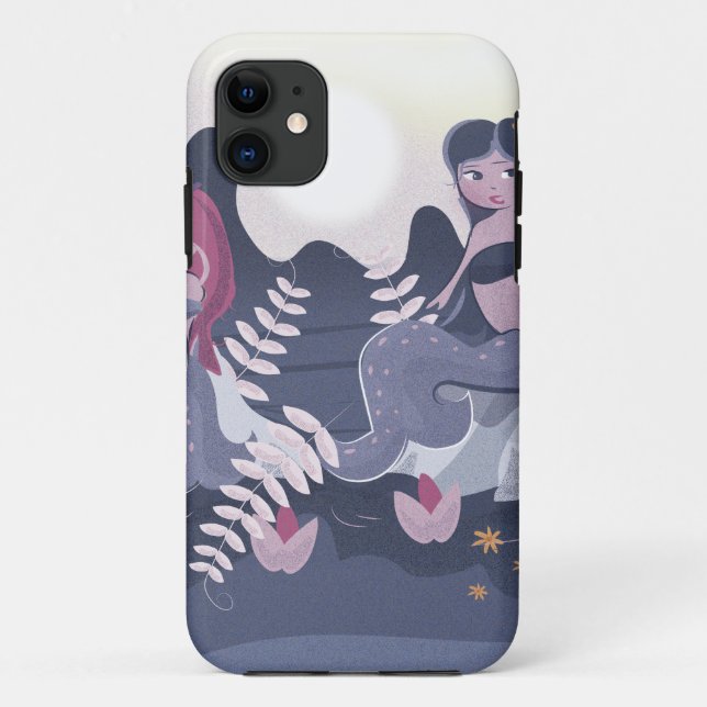 Capa Para iPhone 11 Impressão de Sereia Vintage (Verso)