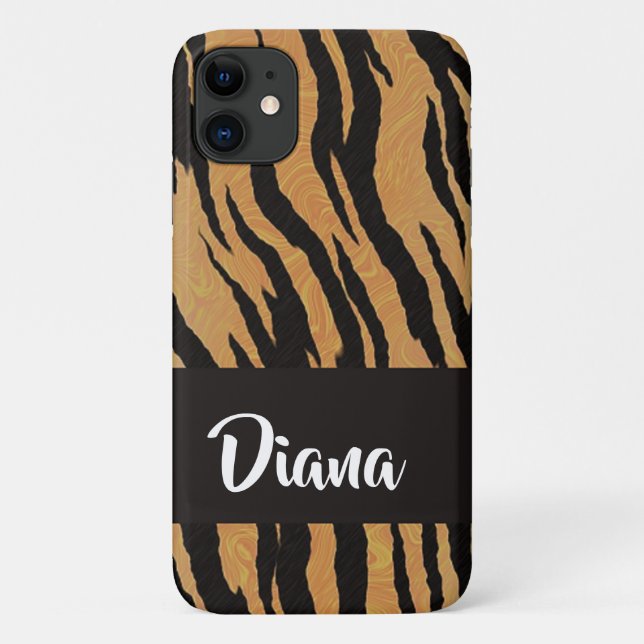 Capa Para iPhone 11 Impressão de tigre castanho e preto (Verso)