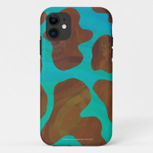 Capa Para iPhone 11 Impressão de Vaca Castanho e Teal